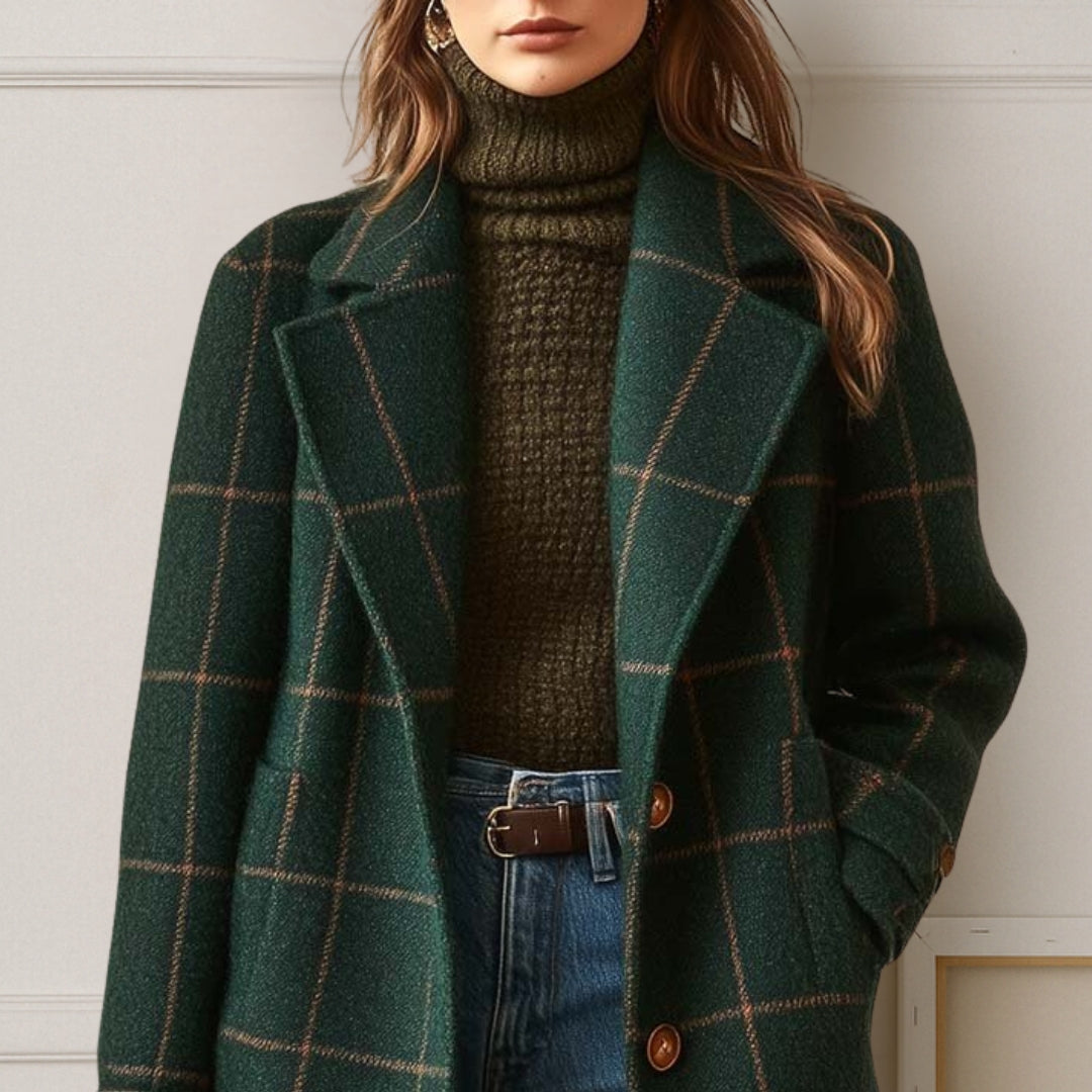 Chelsey | Long Tweed Plaid Coat