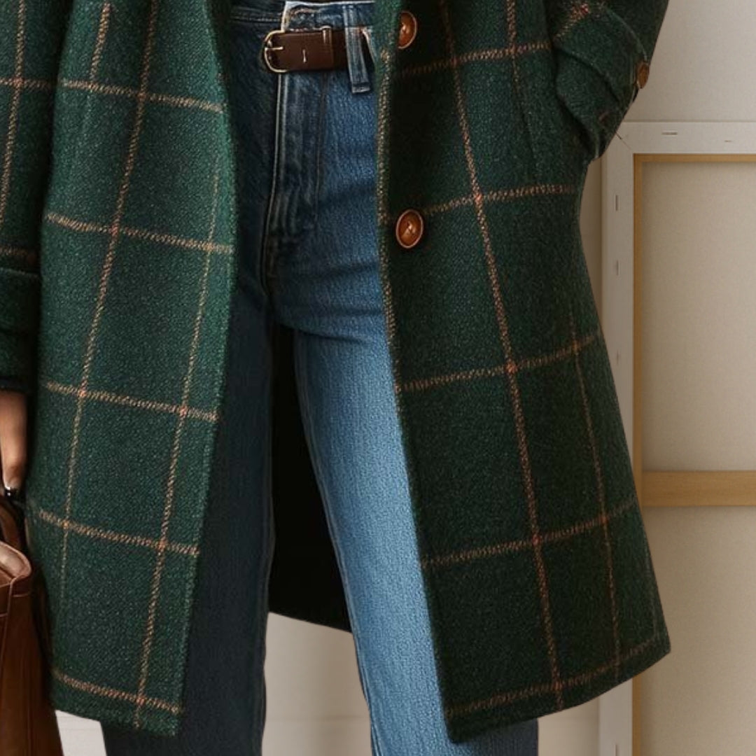 Chelsey | Long Tweed Plaid Coat