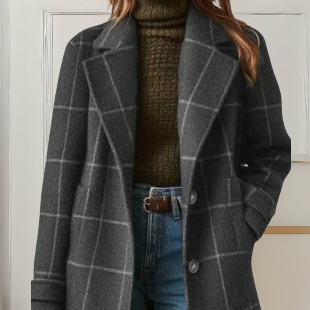Chelsey | Long Tweed Plaid Coat