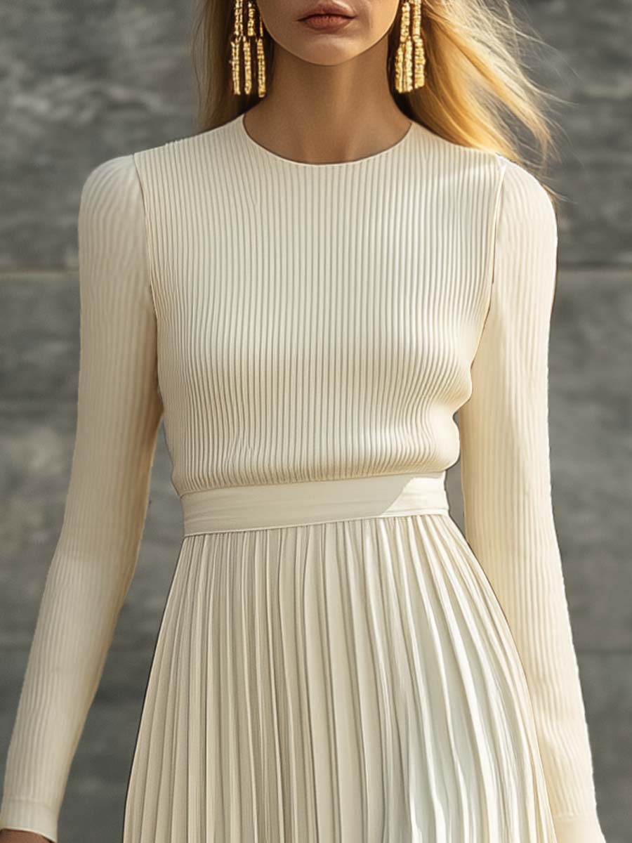 Charlotte | Ribbed Knit Pleated Midi Dress