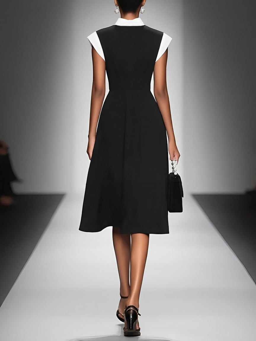 June | Color-Block Square-Neck Midi Dress
