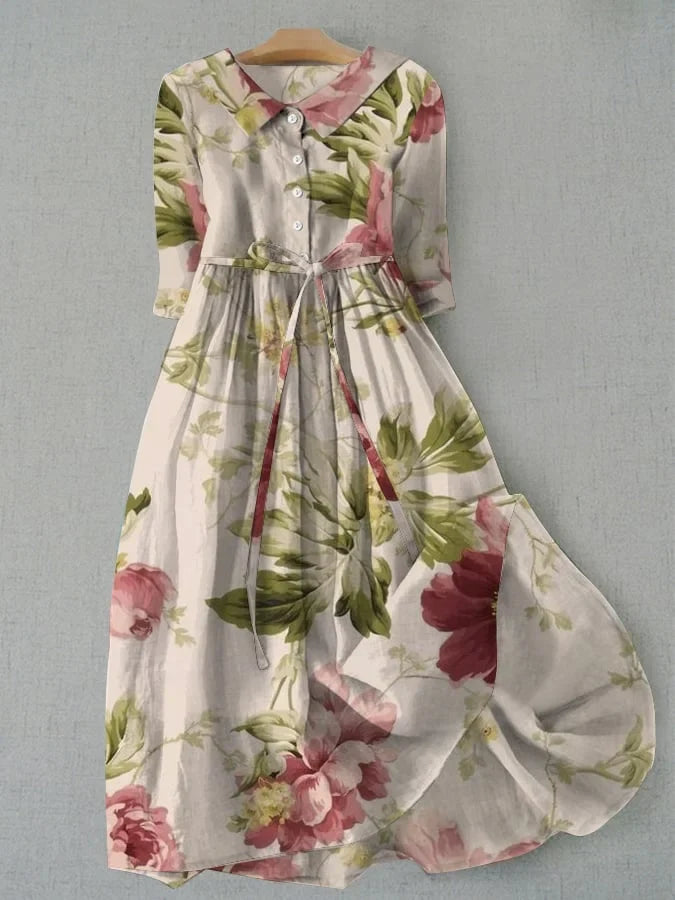 Baylee - Vintage Floral Dress with Waistband