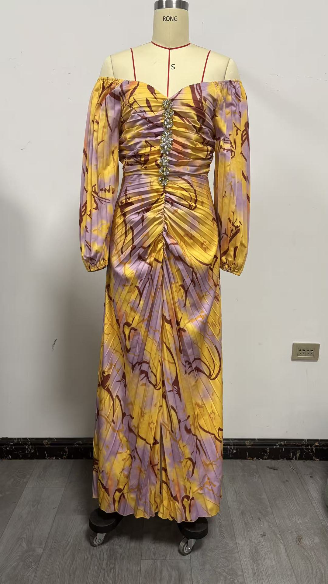 Embellished Ruched Maxi Dress