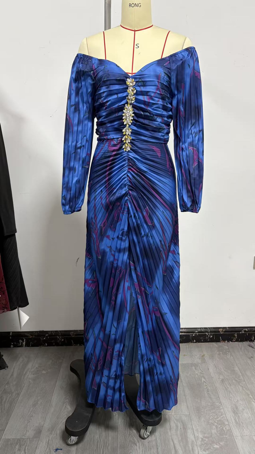 Embellished Ruched Maxi Dress