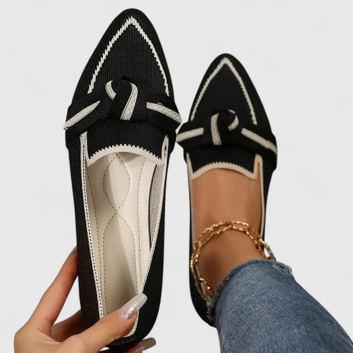 Madeline | Comfort Flat Loafers with Braided Bow