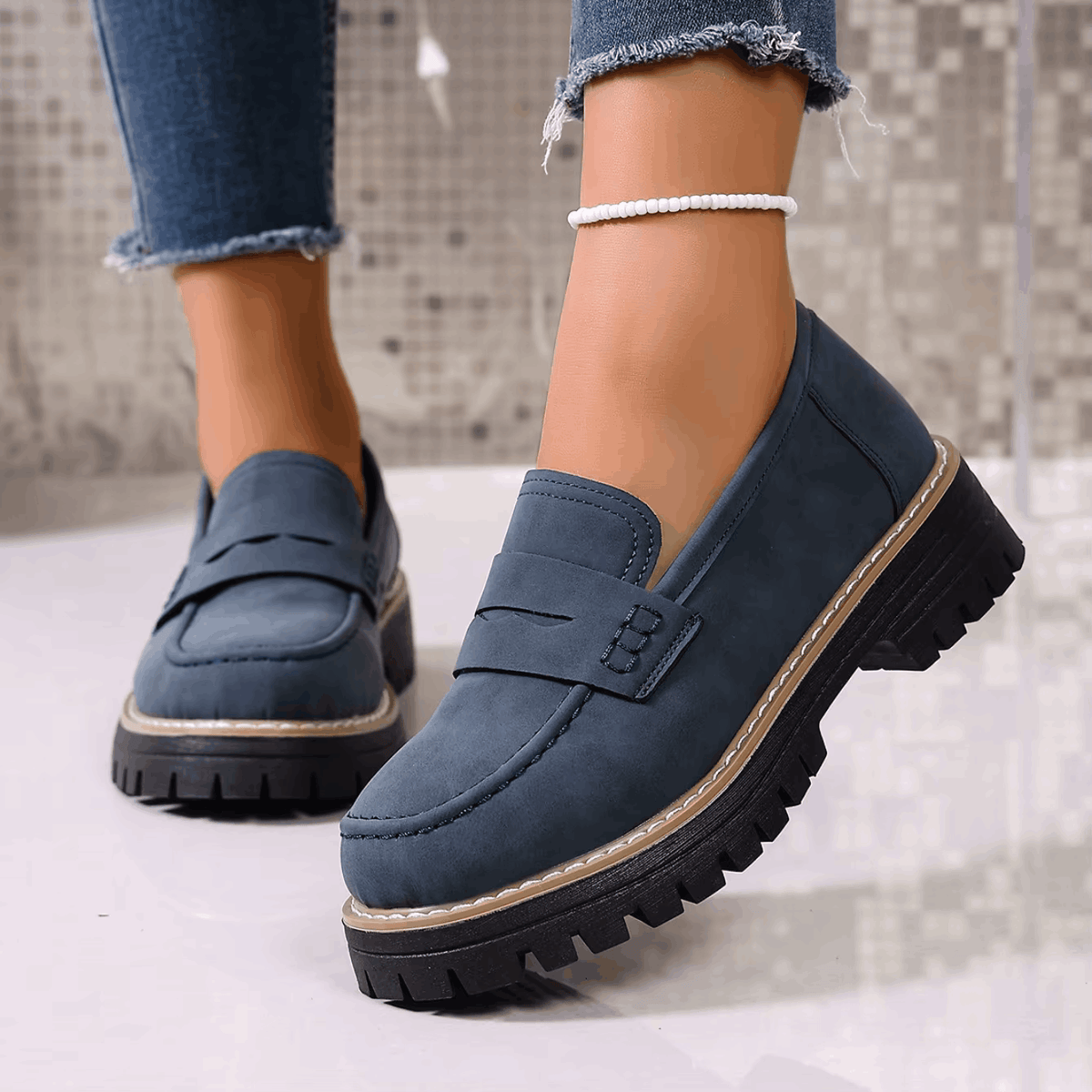 Elsa | Suede-Look Lug Sole Loafers