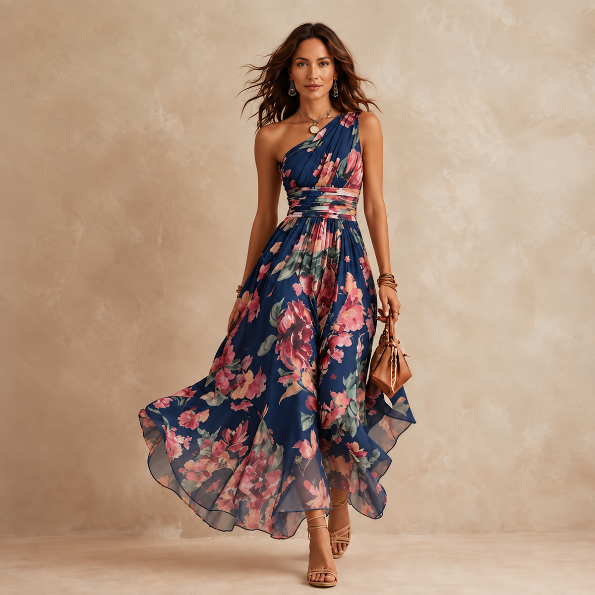Aura | One-Shoulder Floral Dress