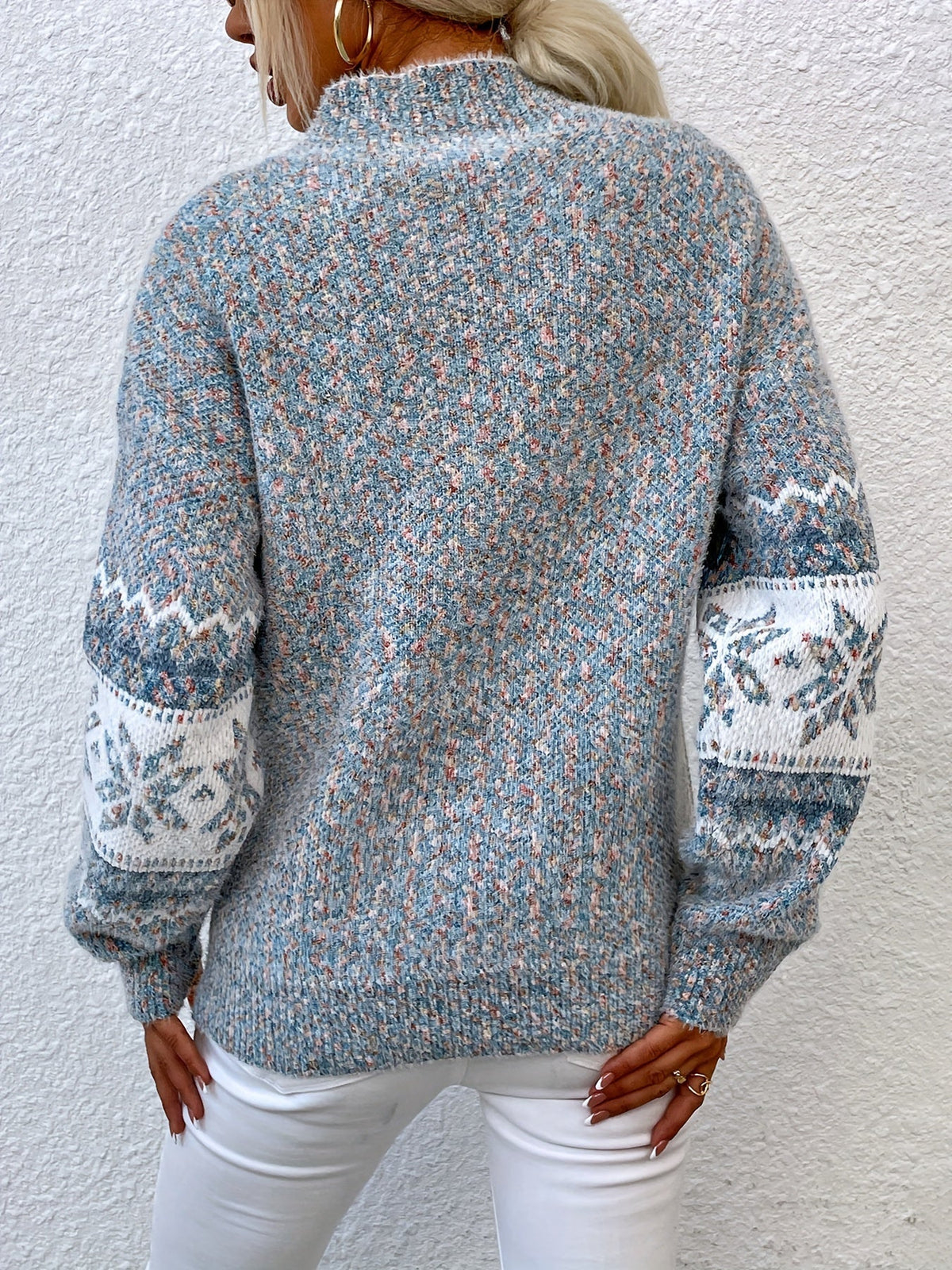 Ramona | Cozy Snowflake Mock-Neck Sweater