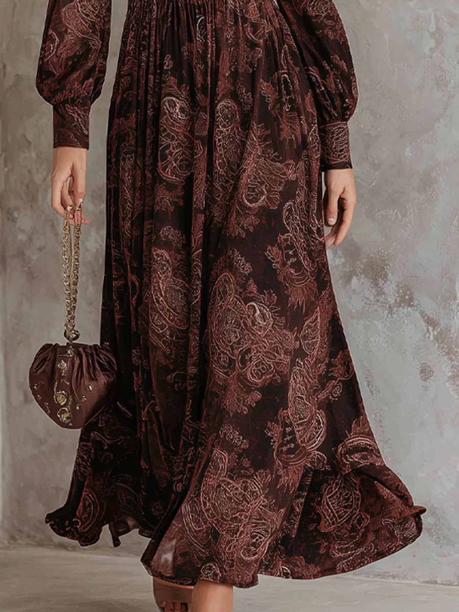 Theodora | Paisley Zip-Front Maxi Dress