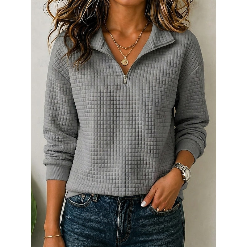 Rowena | Textured Quarter-Zip Pullover