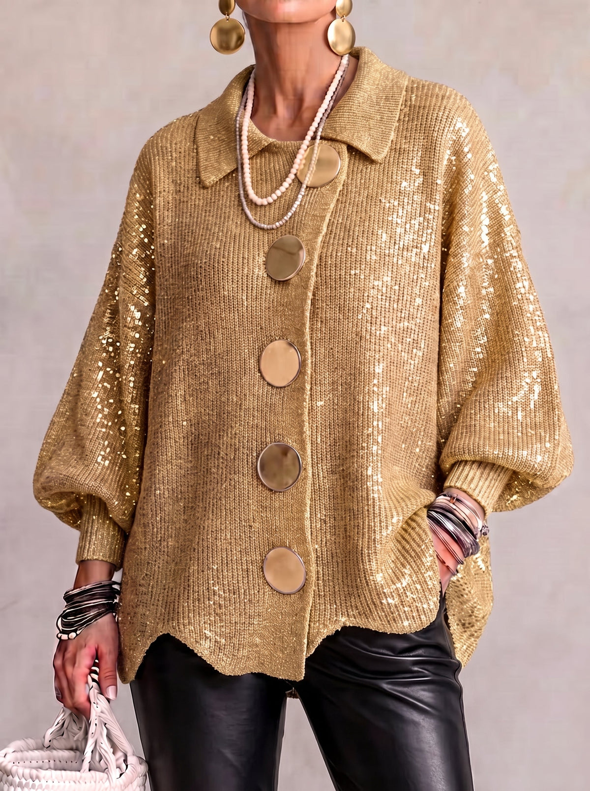 India | Oversized Collared Button Front Cardigan