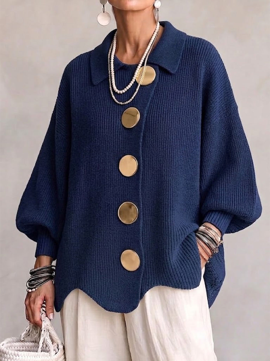 India | Oversized Collared Button Front Cardigan