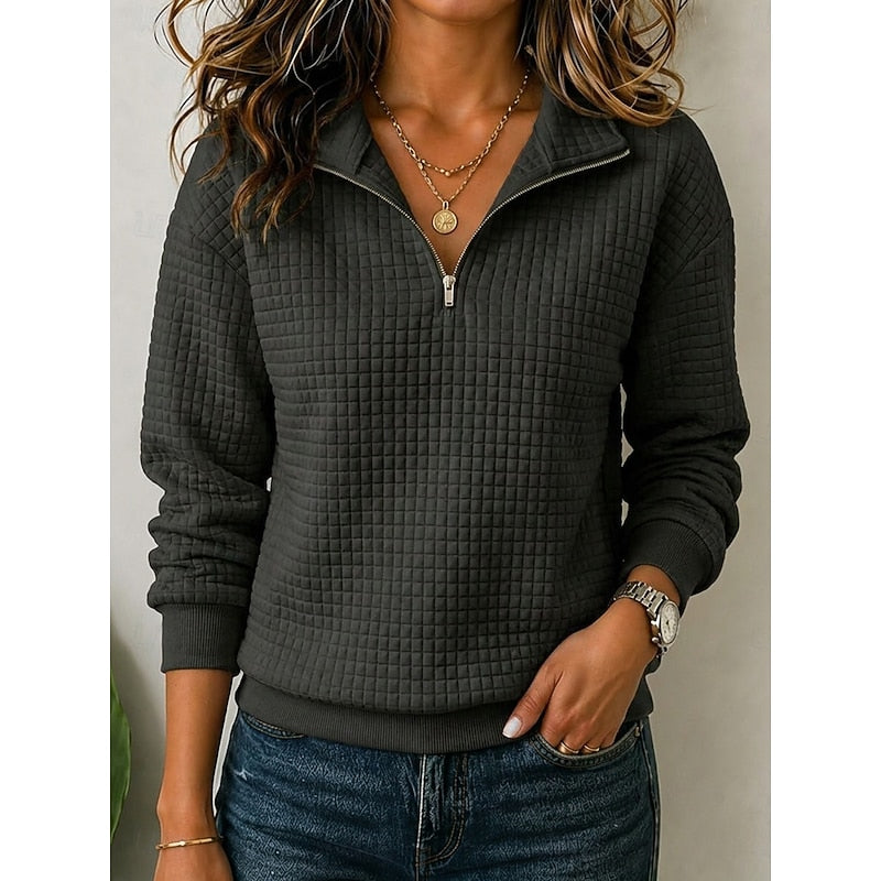 Rowena | Textured Quarter-Zip Pullover