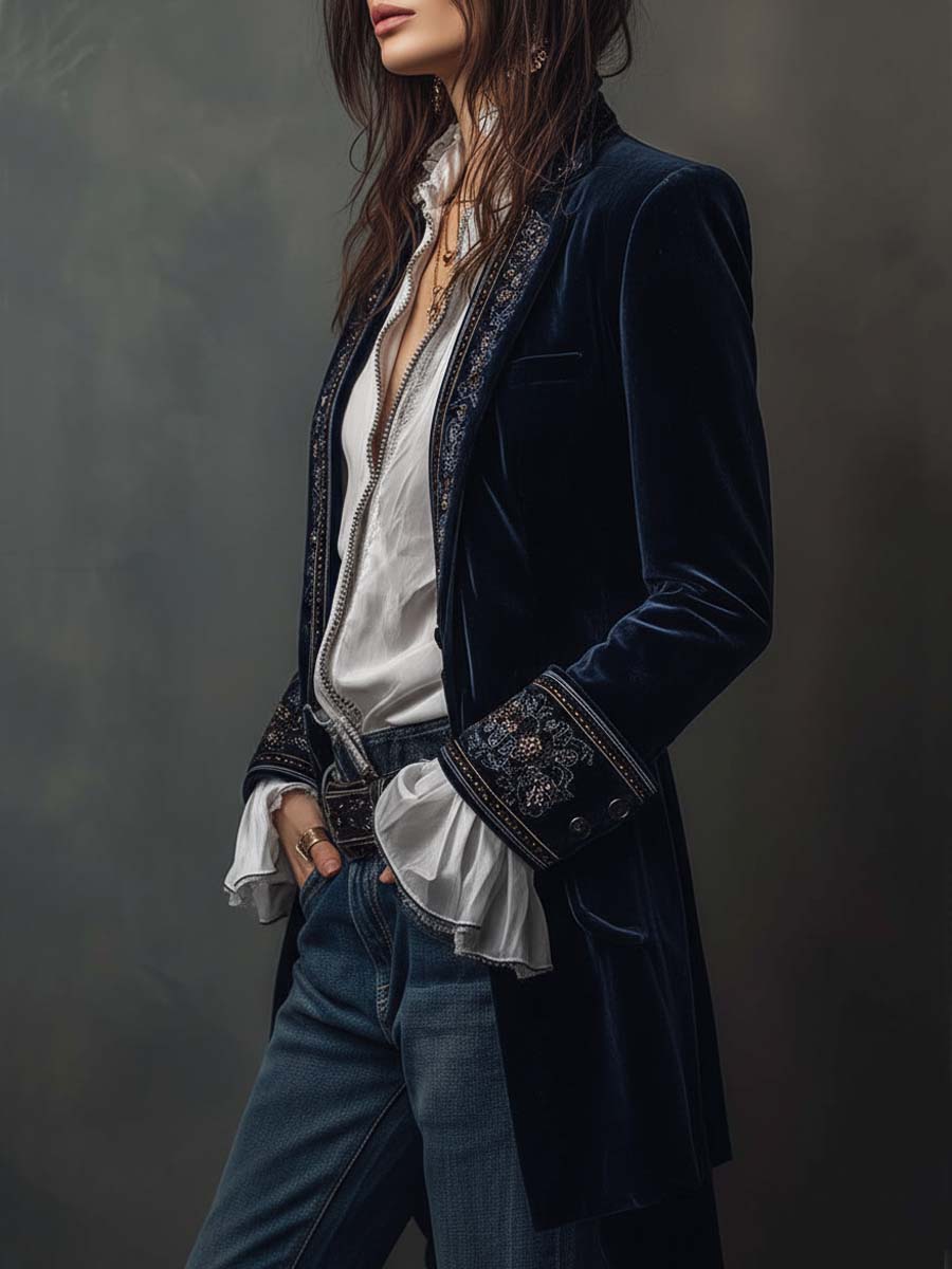 Gabrielle™ | Embroidered Longline Jacket