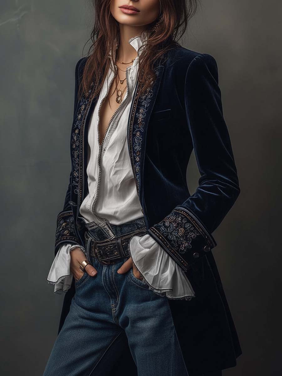 Gabrielle™ | Embroidered Longline Jacket