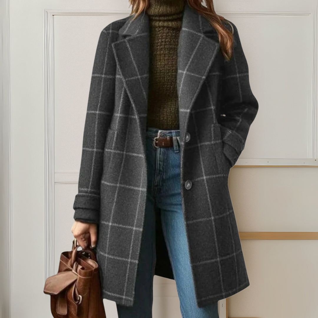 Chelsey | Long Tweed Plaid Coat