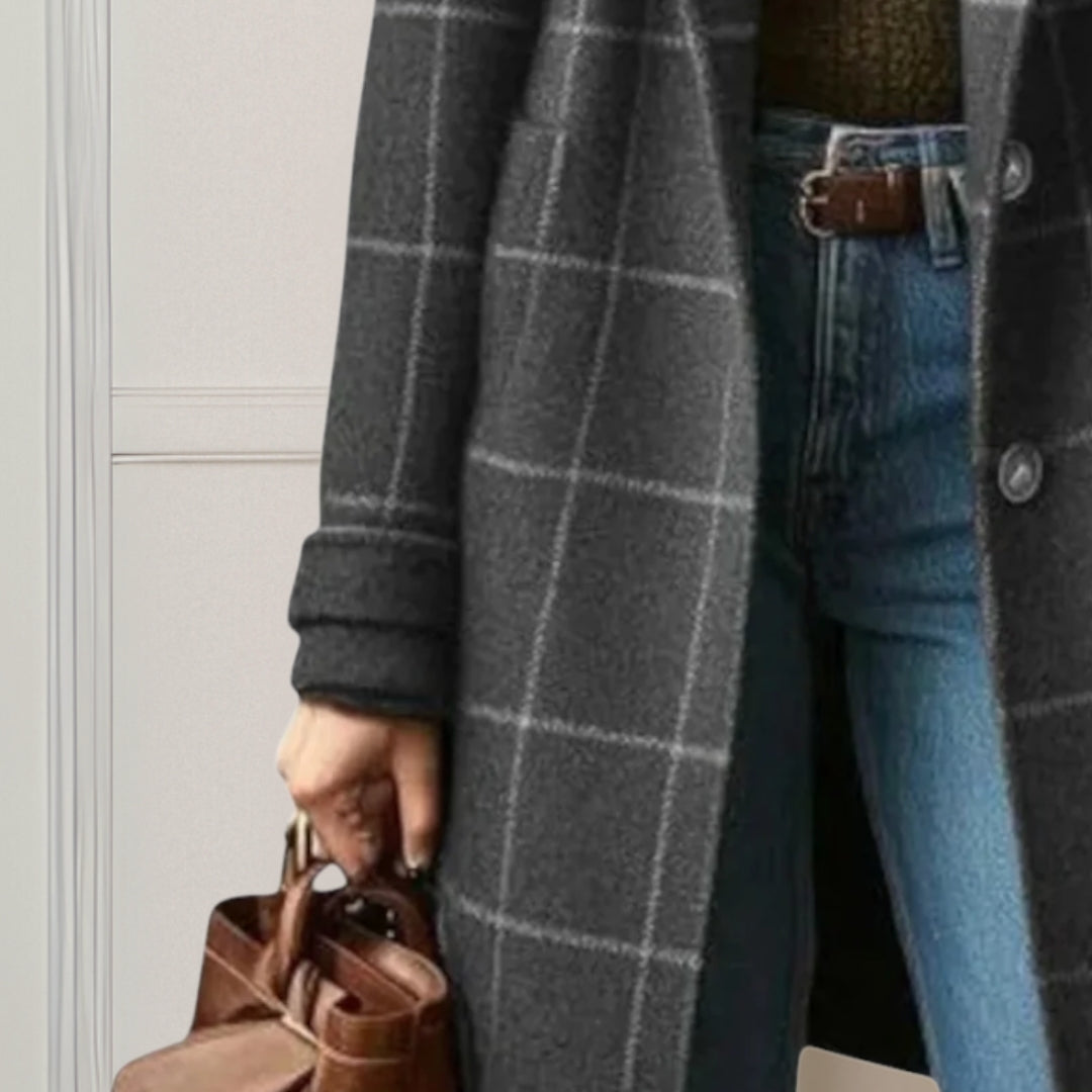Chelsey | Long Tweed Plaid Coat