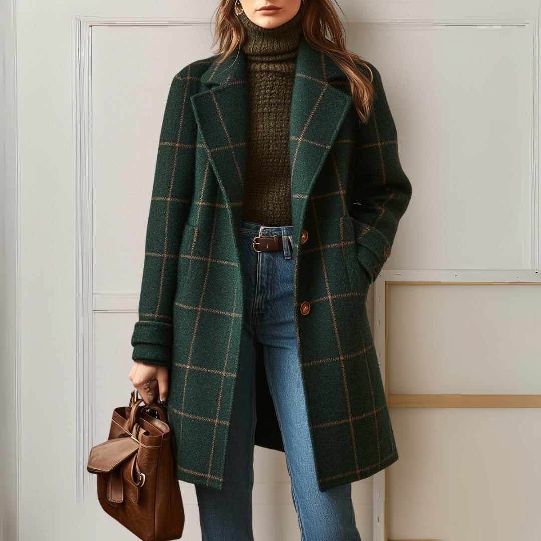 Chelsey | Long Tweed Plaid Coat