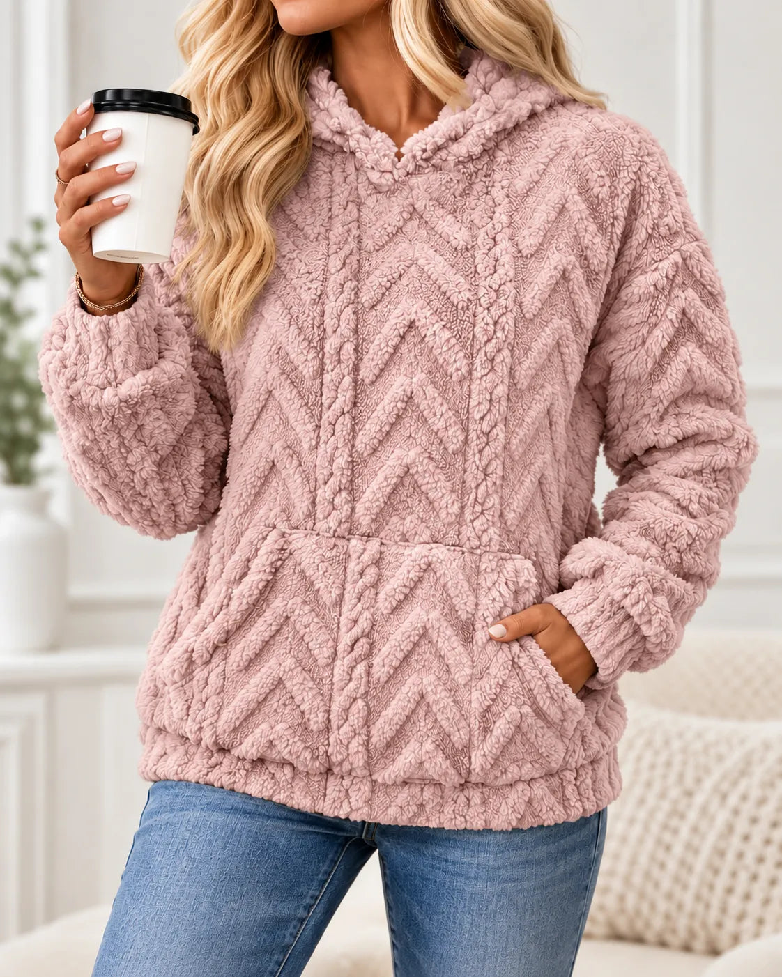 Evelyn | Cozy Textured Fleece Hoodie