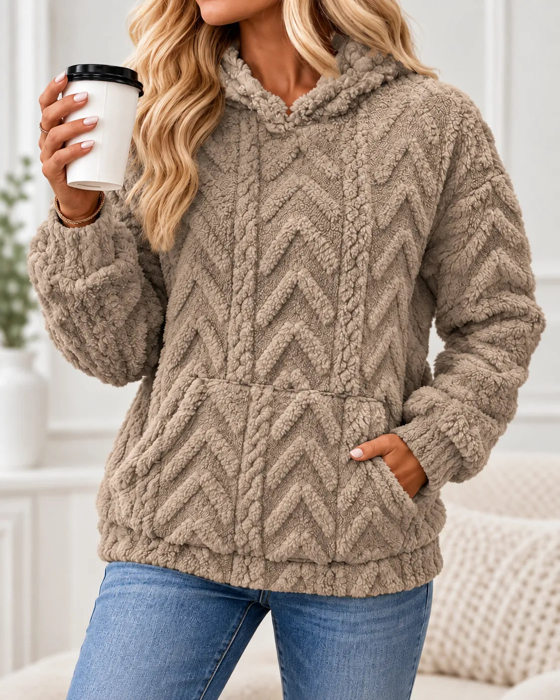 Evelyn | Cozy Textured Fleece Hoodie