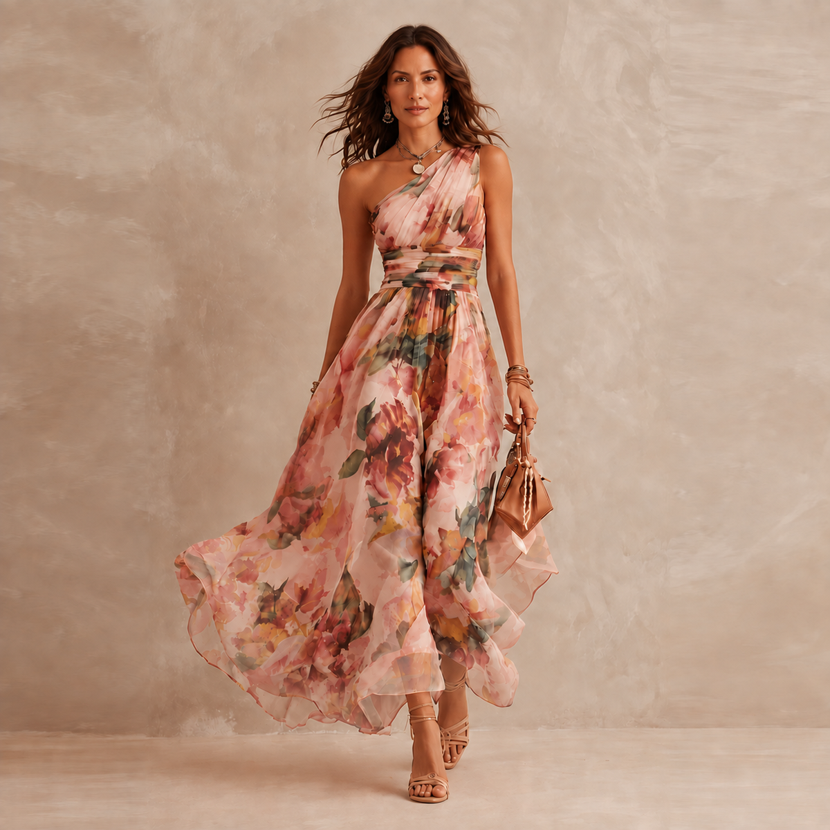 Aura | One-Shoulder Floral Dress