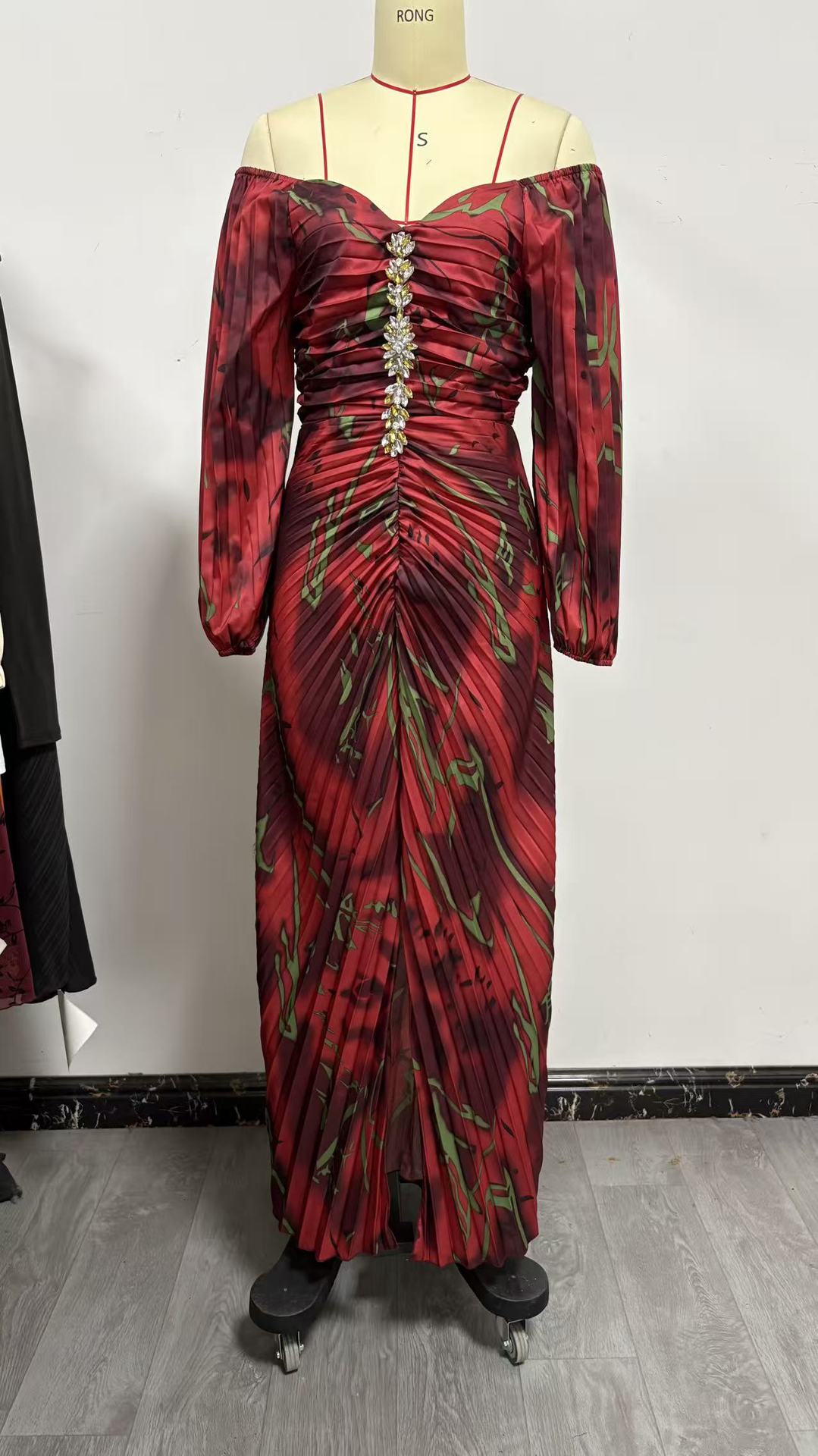 Embellished Ruched Maxi Dress