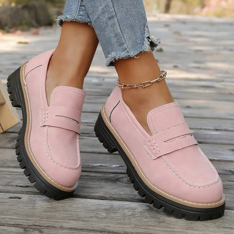 Elsa | Suede-Look Lug Sole Loafers
