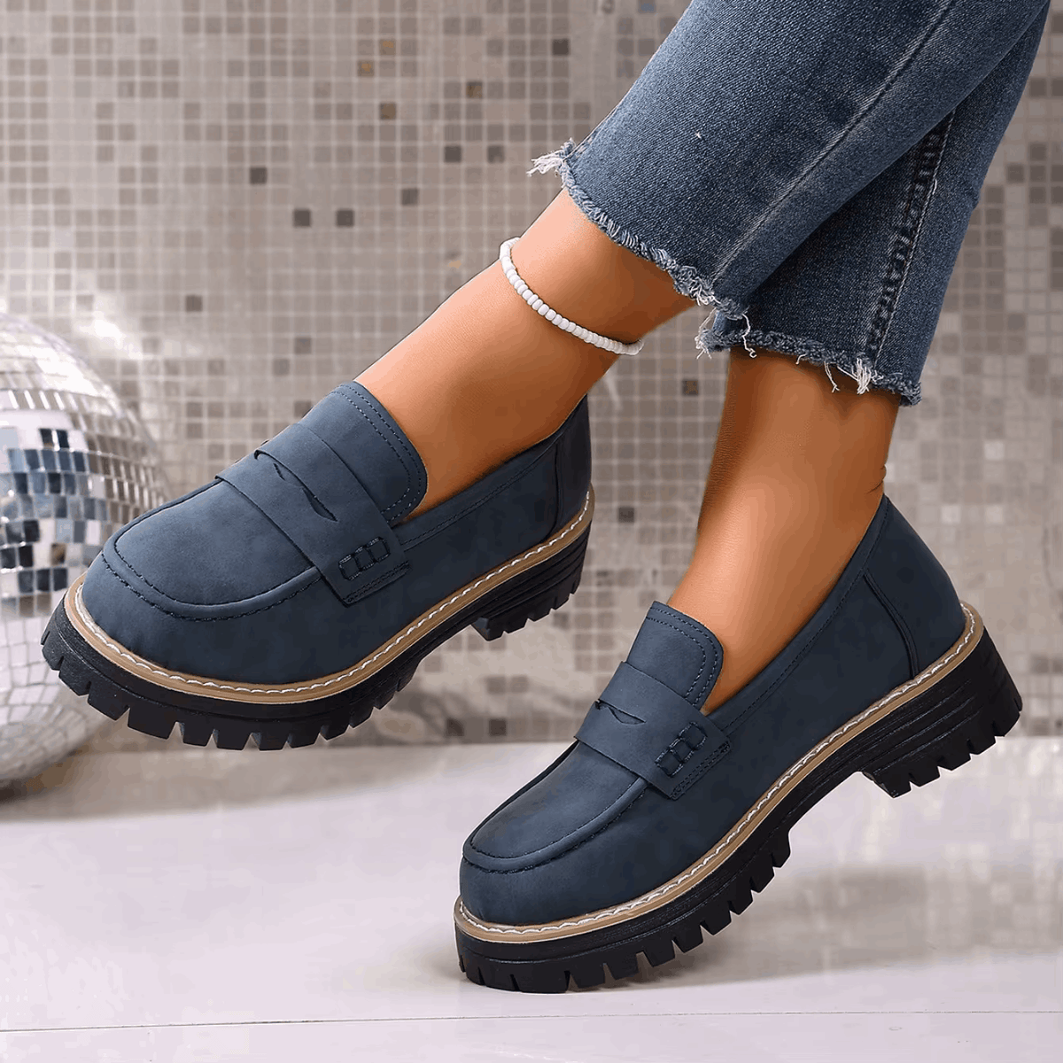 Elsa | Suede-Look Lug Sole Loafers