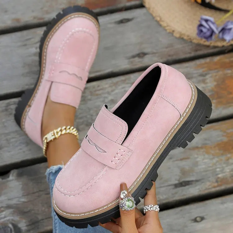 Elsa | Suede-Look Lug Sole Loafers