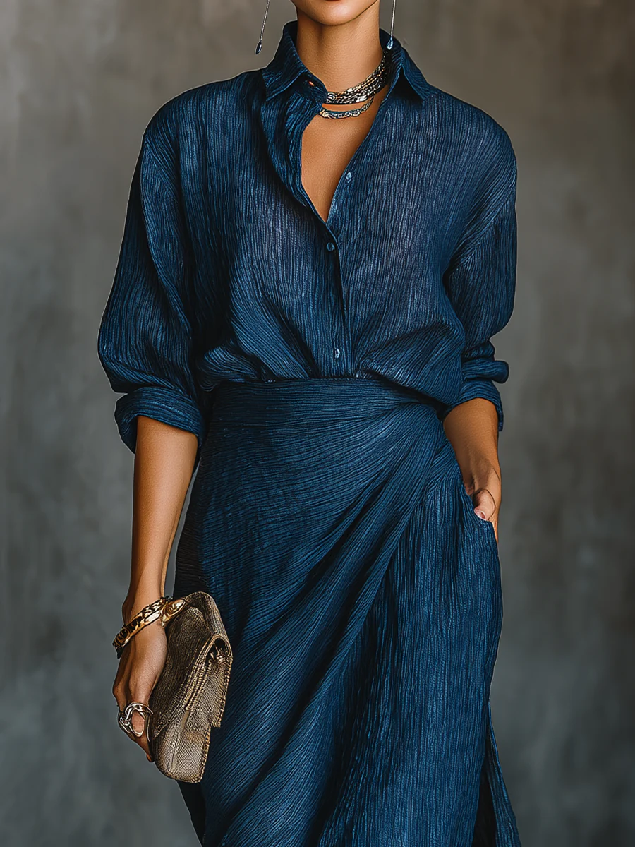 Molly | Shirt and Draped Maxi Skirt Set