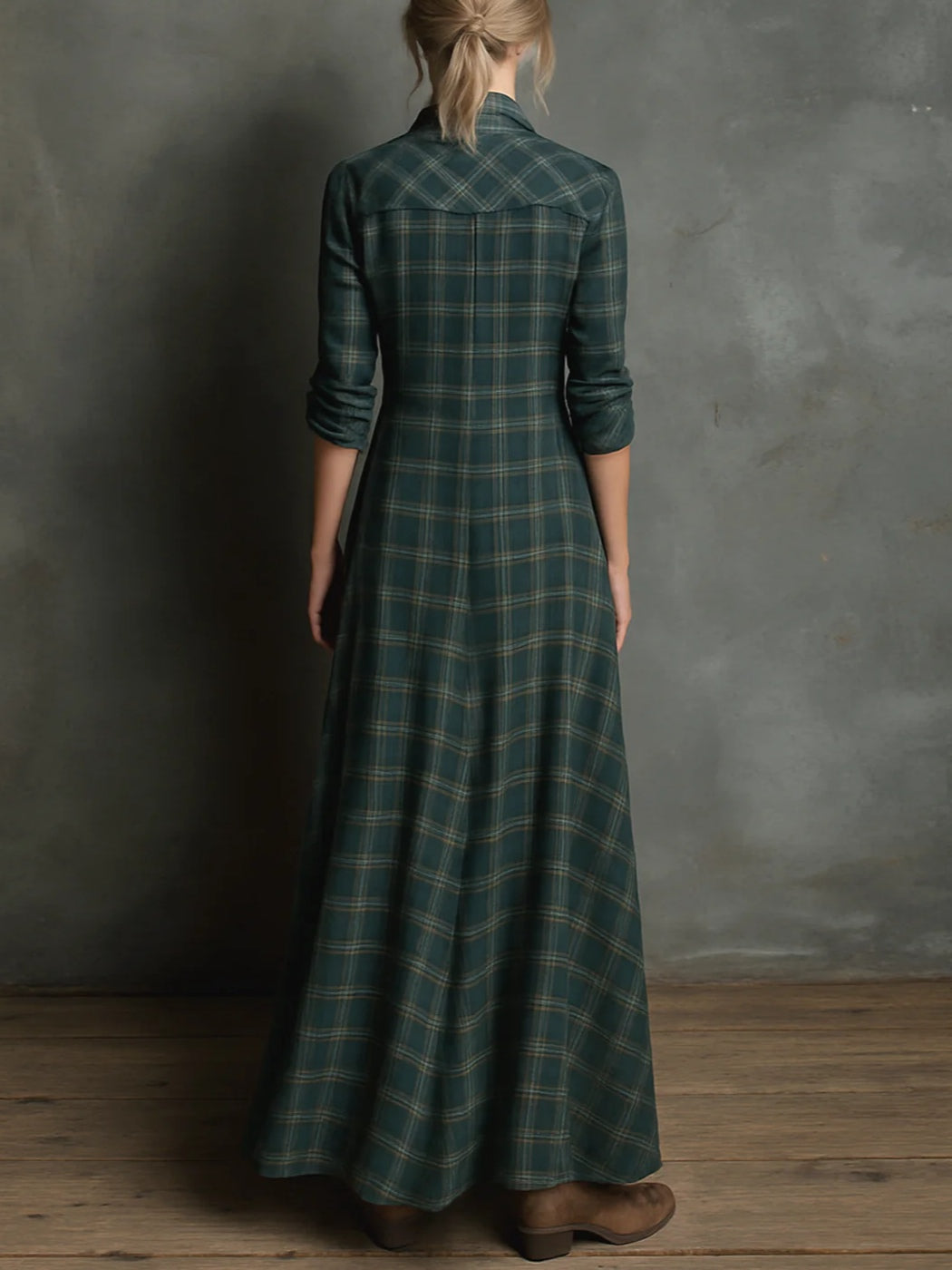 Prudence | Checked Maxi Shirt Dress