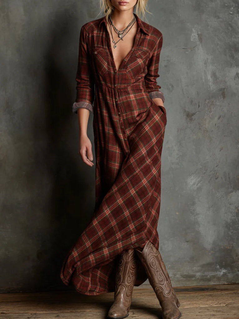 Prudence | Checked Maxi Shirt Dress