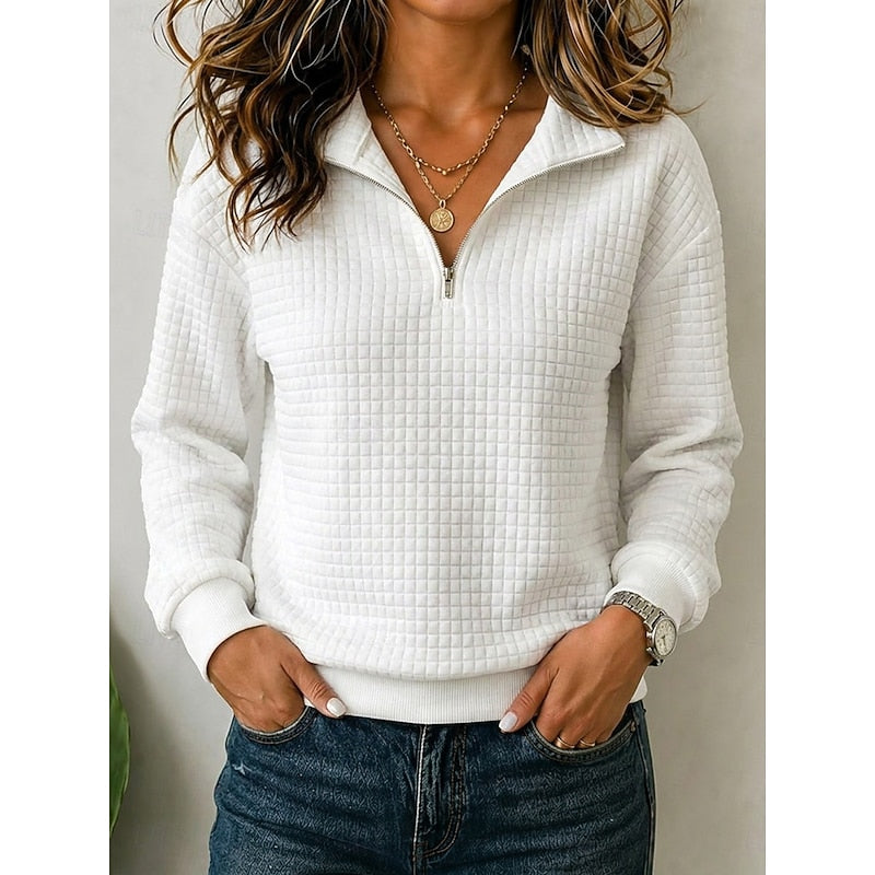 Rowena | Textured Quarter-Zip Pullover