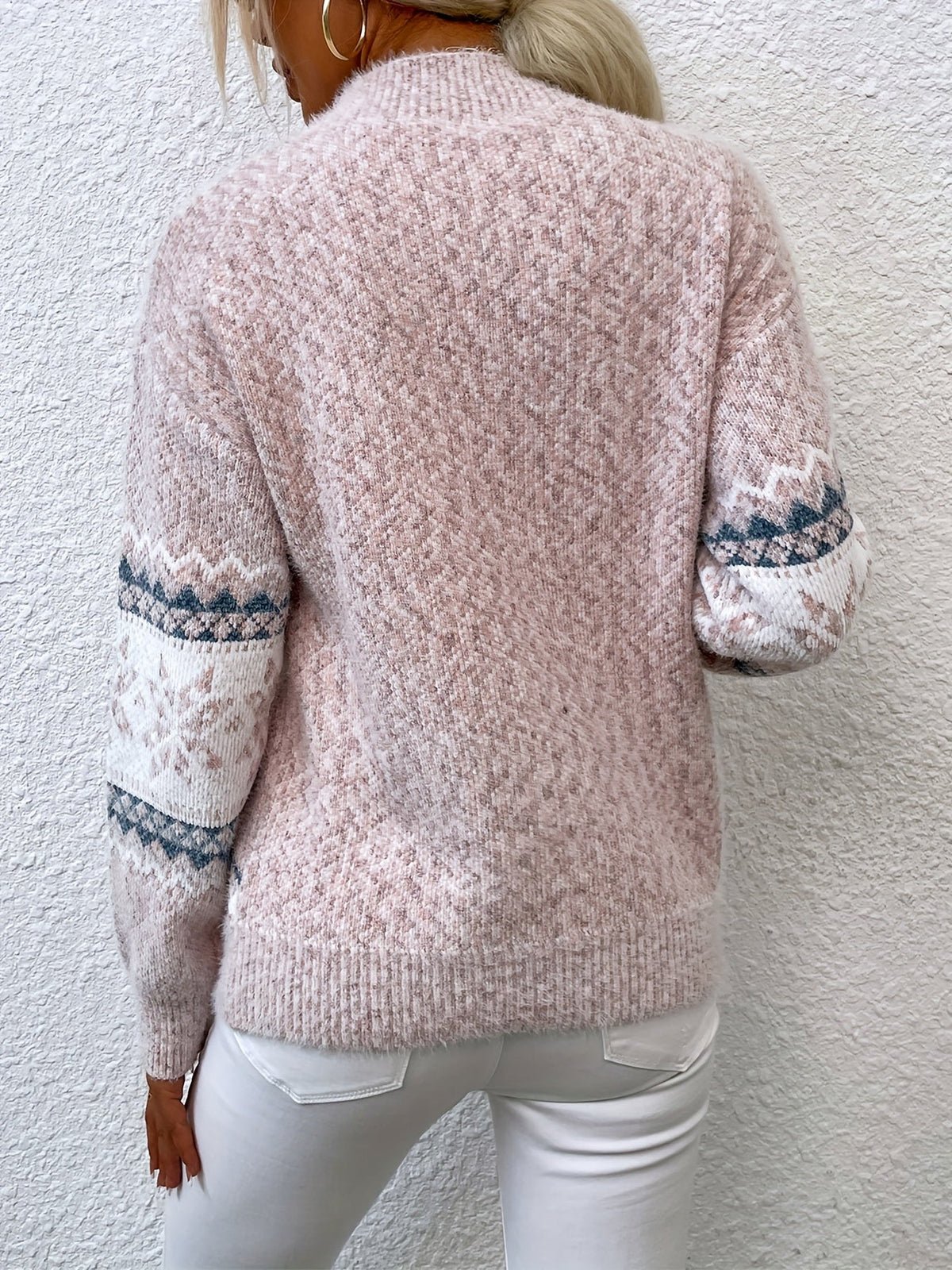 Ramona | Cozy Snowflake Mock-Neck Sweater