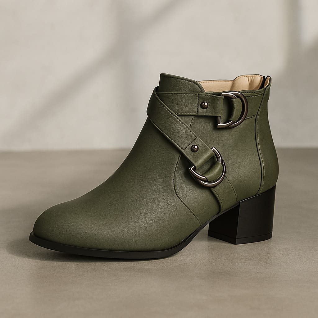 Valara Cross-Buckle Boots