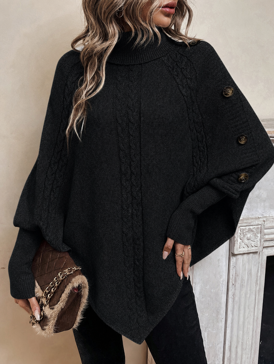 Alexis | Cable Knit Batwing Poncho Sweater
