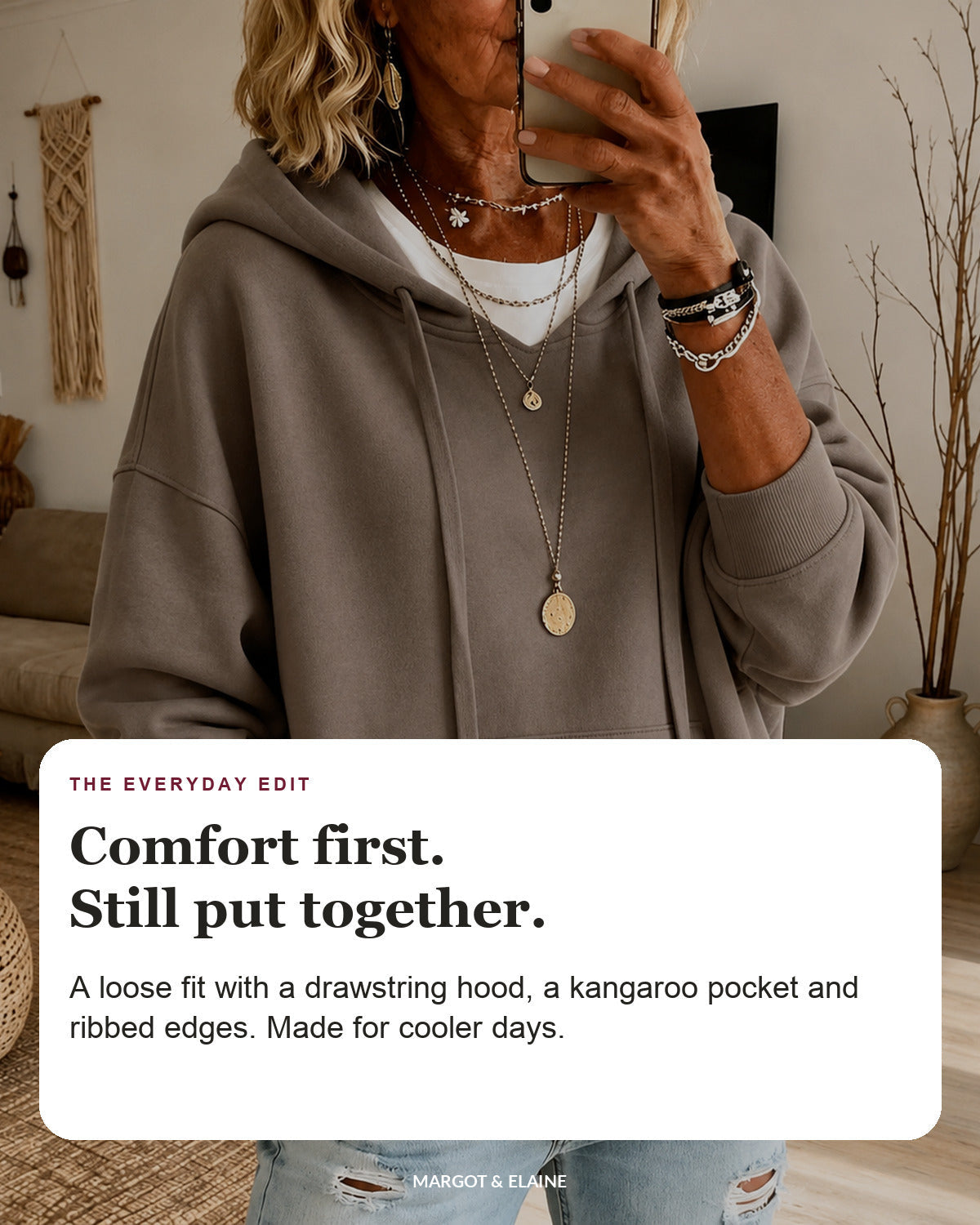 Estelle | Taupe Oversized Hooded Sweater