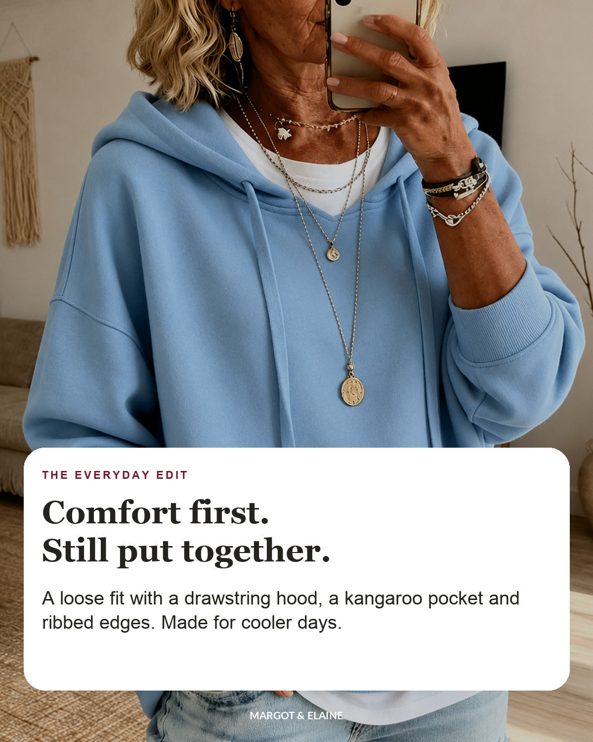 Ines | Sky Blue Oversized Hooded Sweater