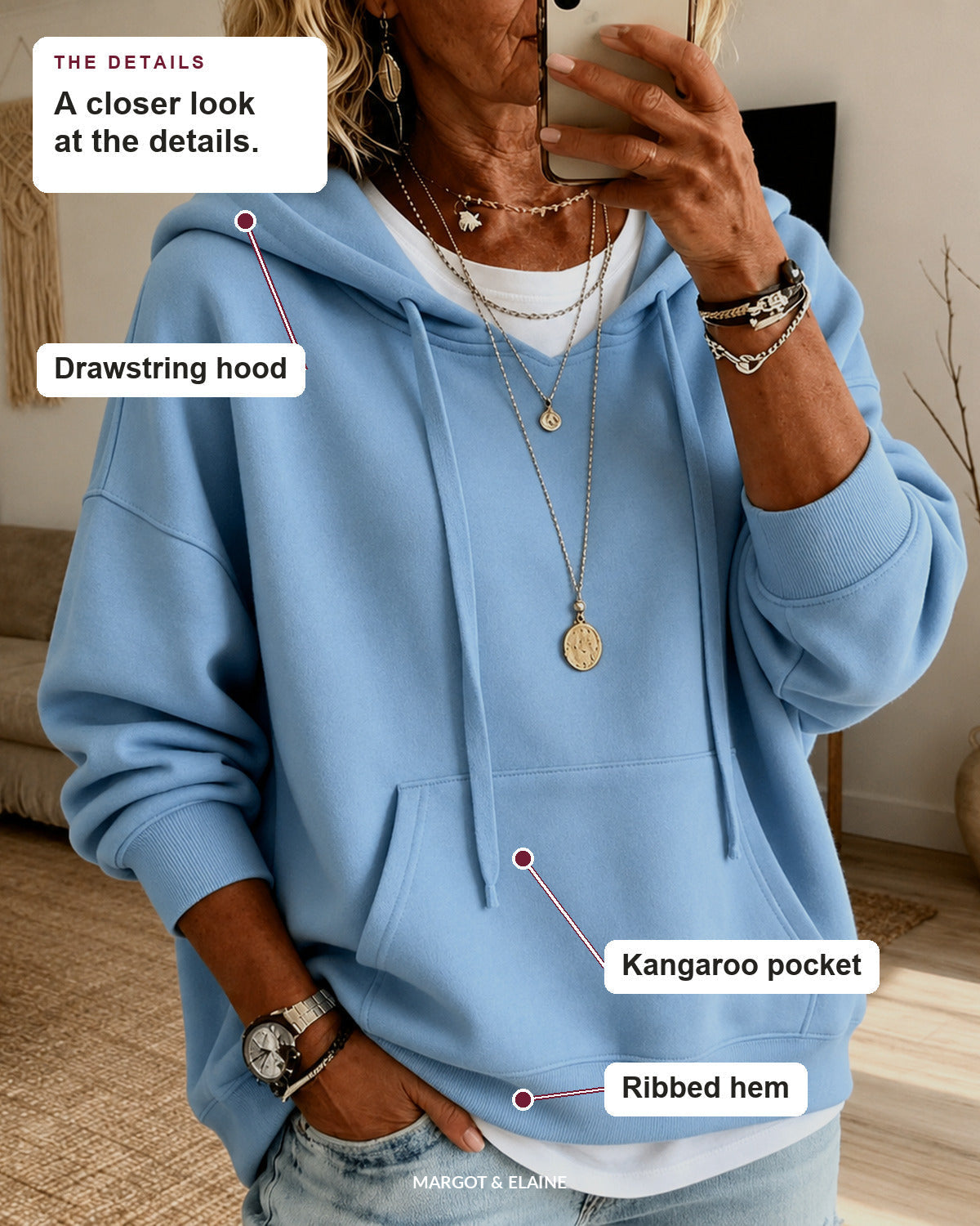 Ines | Sky Blue Oversized Hooded Sweater