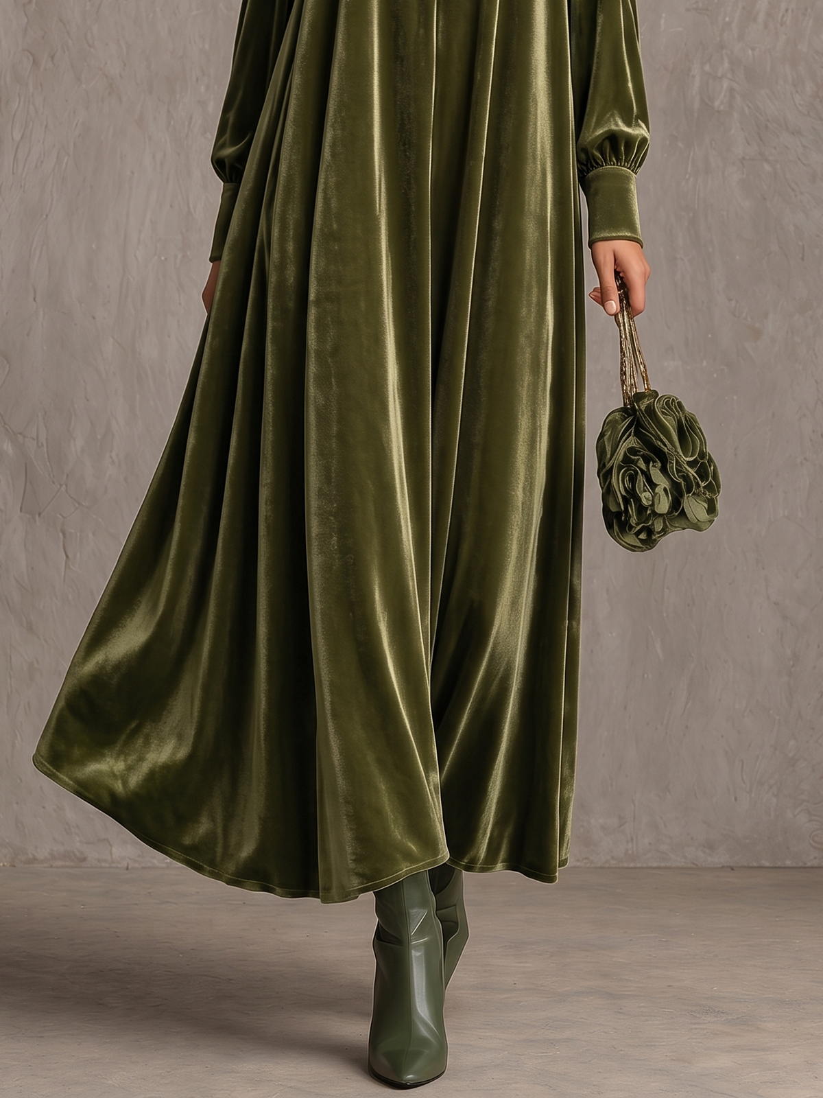 Simonetta | Pleated Maxi Dress with Floral Shoulder